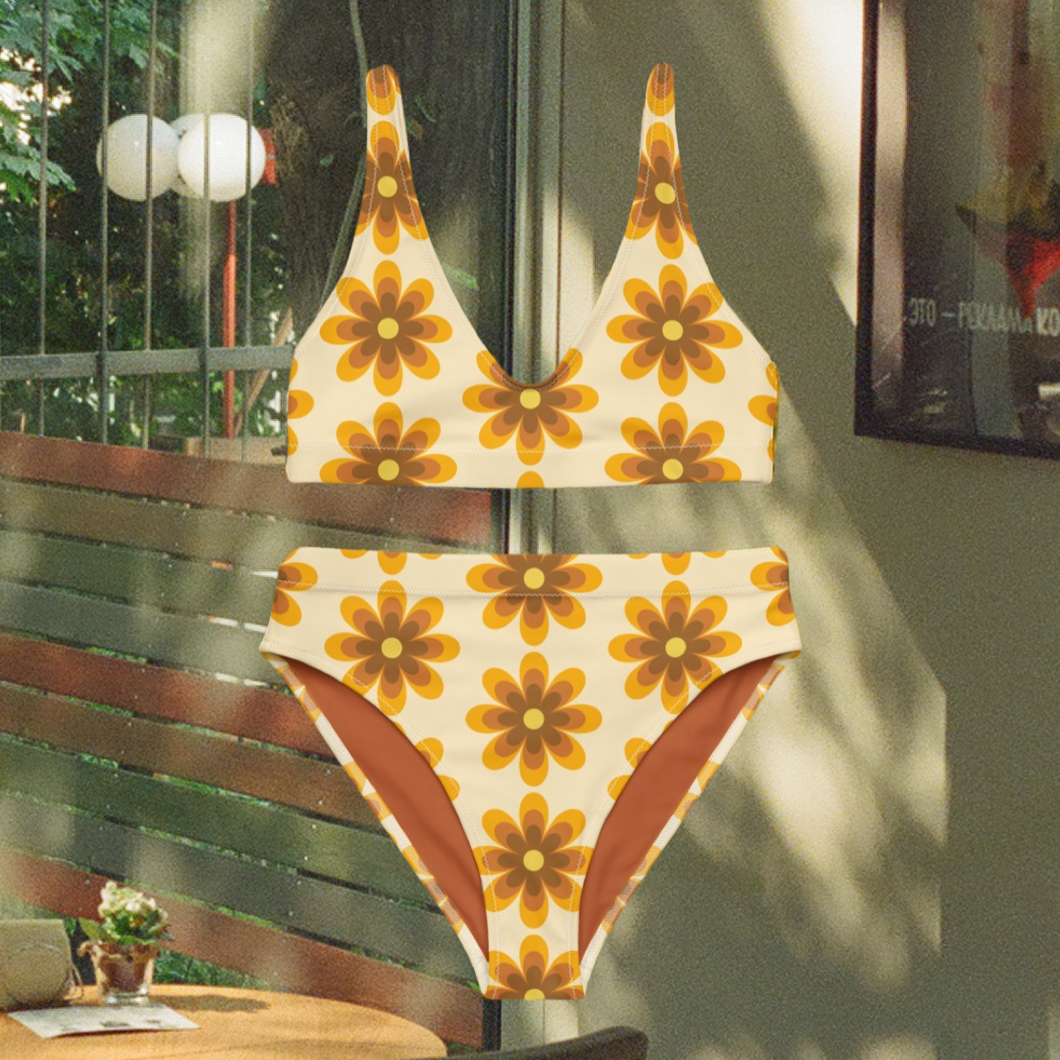 Retro Flora ~ Recycled High-Waisted Bikini